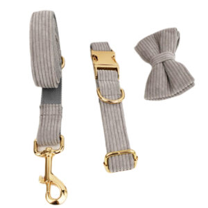 DCA101 Gray Cordurory Dog Bow tie collar 4 → AmazpetSupplies.com DCA101 Gray Cordurory Dog Bow tie collar 4