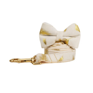 DCA140 White Feather Velvet Dog Collar leash and harness 19 → AmazpetSupplies.com DCA140 White Feather Velvet Dog Collar leash and harness 19