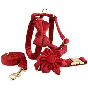 DCA141 Red Heart Velvet Dog Collar Leash and Harness Set 15 → AmazpetSupplies.com DCA141 Red Heart Velvet Dog Collar Leash and Harness Set 15