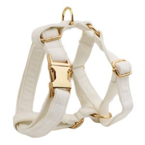 DCA149 White Velvet Dog Collar and Leash harness set 1 → AmazpetSupplies.com DCA149 White Velvet Dog Collar and Leash harness set 1