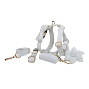 DCA149 White Velvet Dog Collar and Leash harness set 5 → AmazpetSupplies.com DCA149 White Velvet Dog Collar and Leash harness set 5